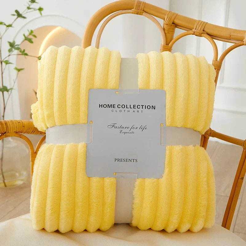 CozyStripe Wide Striped Flannel Fleece Blanket - Ultra Soft, Warm & Stylish Throw for Home Décor & Comfort