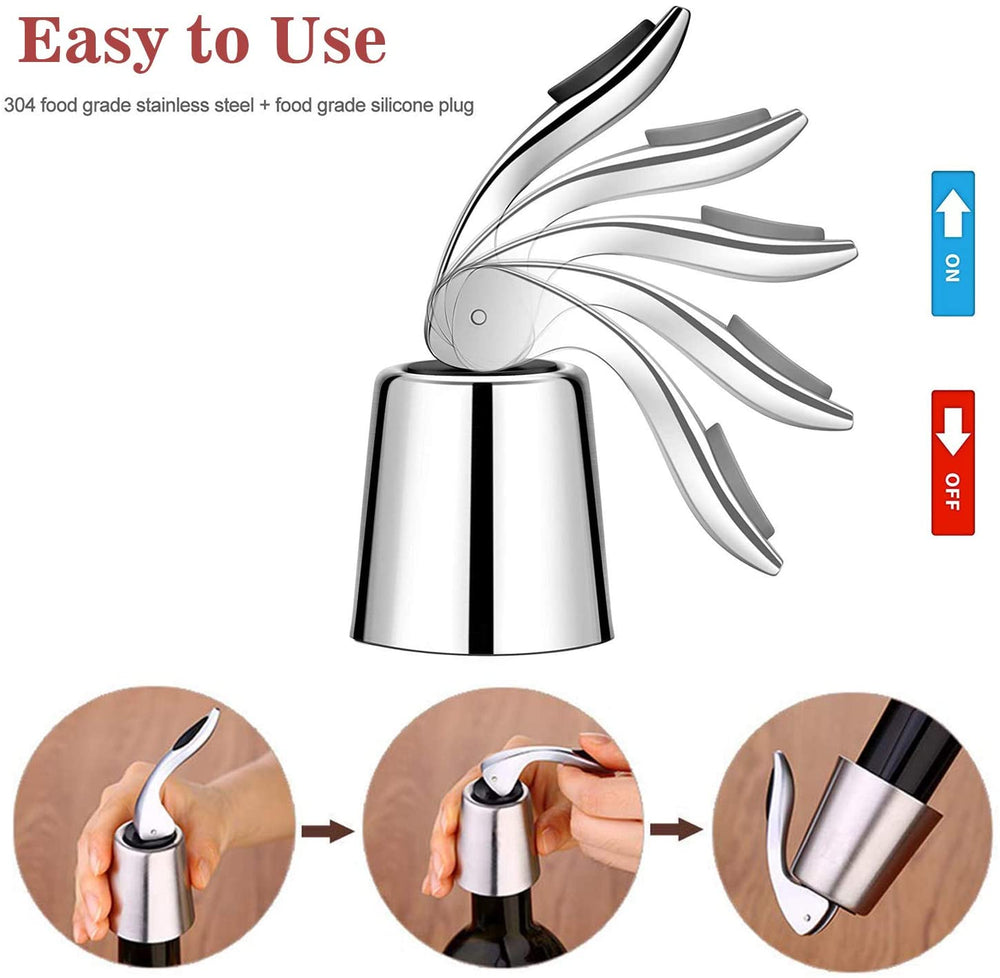Stainless Steel Wine Stopper – Silicone O-Ring Seal, Airtight & Dishwasher Safe