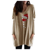 Festive Wine & Christmas Hat Sweatshirt for Women - Cozy Holiday Apparel