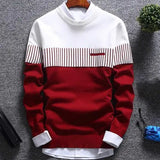 Men's knitted pullover with stripes and colour block design – Matteo
