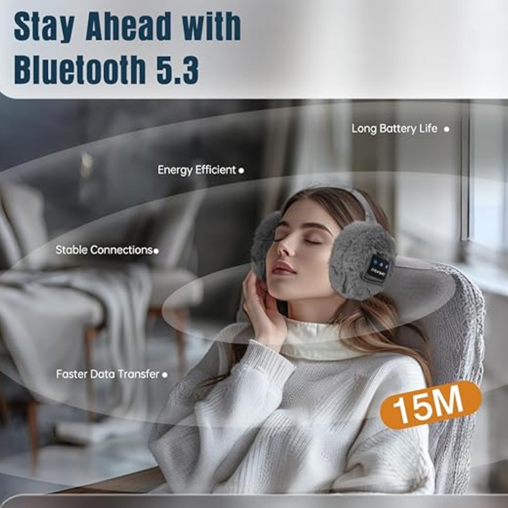 CozyGrooves Winter Bluetooth Ear Warmers - Wireless Heated Ear Muffs for Ultimate Comfort and Warmth