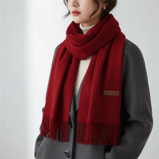 Winter Scarf – Cashmere Material, Cozy Warmth & Fringed Edges