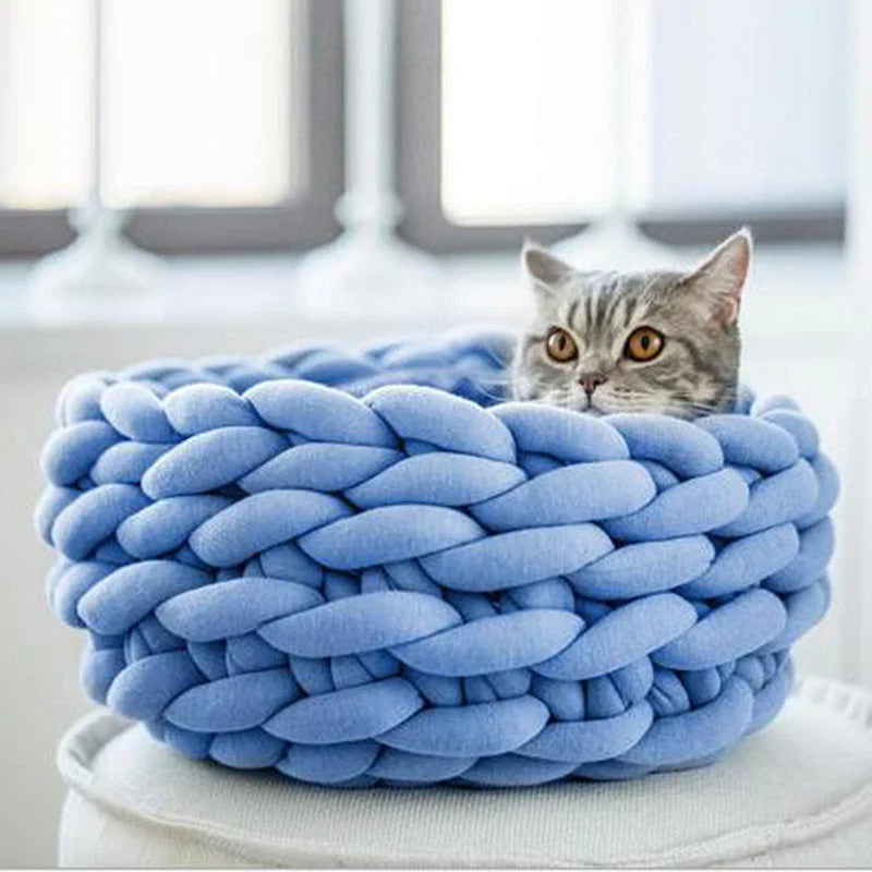 Gemütlicher Gestrickter Tierkorb für Katzen & Hunde – Bequemes Nest für Haustiere
