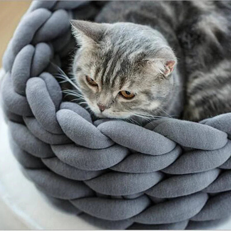 Gemütlicher Gestrickter Tierkorb für Katzen & Hunde – Bequemes Nest für Haustiere