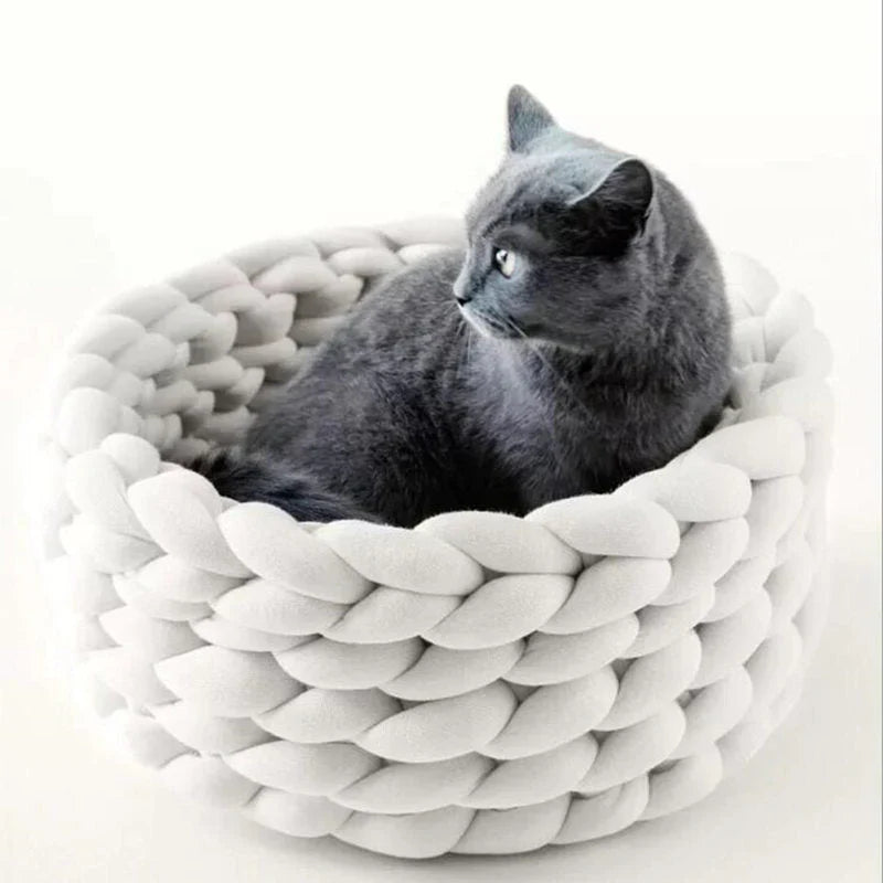 Gemütlicher Gestrickter Tierkorb für Katzen & Hunde – Bequemes Nest für Haustiere