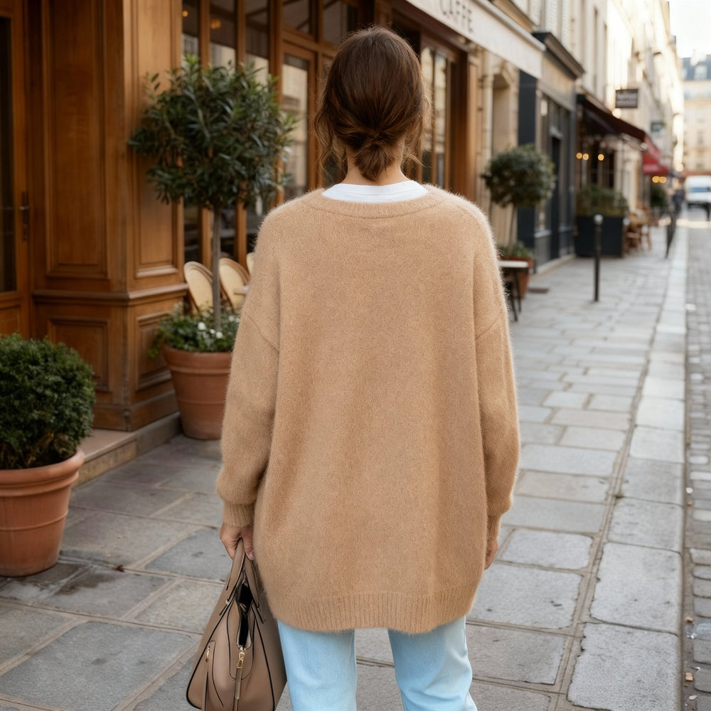 Stylish Women's Acrylic Blend Cardigan with Button Front & Pockets - Cozy Layering Essential