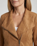 Isabella | Women's Asymmetric-Zip Tailored Faux Suede Biker Leather Jacket