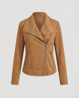 Isabella | Women's Asymmetric-Zip Tailored Faux Suede Biker Leather Jacket