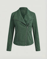 Isabella | Women's Asymmetric-Zip Tailored Faux Suede Biker Leather Jacket