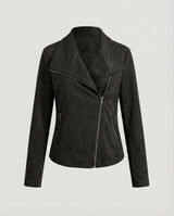 Isabella | Women's Asymmetric-Zip Tailored Faux Suede Biker Leather Jacket
