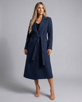 Luna | Women's Belted Wool-Blend Long Lapel Trench Coat