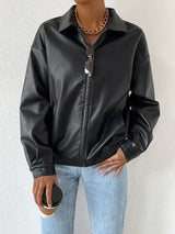 Stylish Women's Faux Bomber Jacket with Zip Front & Point Collar - Trendy Outerwear for Every Season