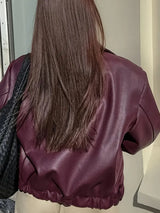 Stylish Women's Coated Finish Bomber Jacket with Point Collar - Trendy Outerwear for All Seasons