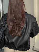 Stylish Women's Coated Finish Bomber Jacket with Point Collar - Trendy Outerwear for All Seasons