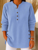 Mia | Women's Button Detail Sweater Ribbed Knit Long Sleeve