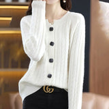 Layla | Women's Cable-Knit Button-Up Relaxed Fit Winter Cardigan - 2