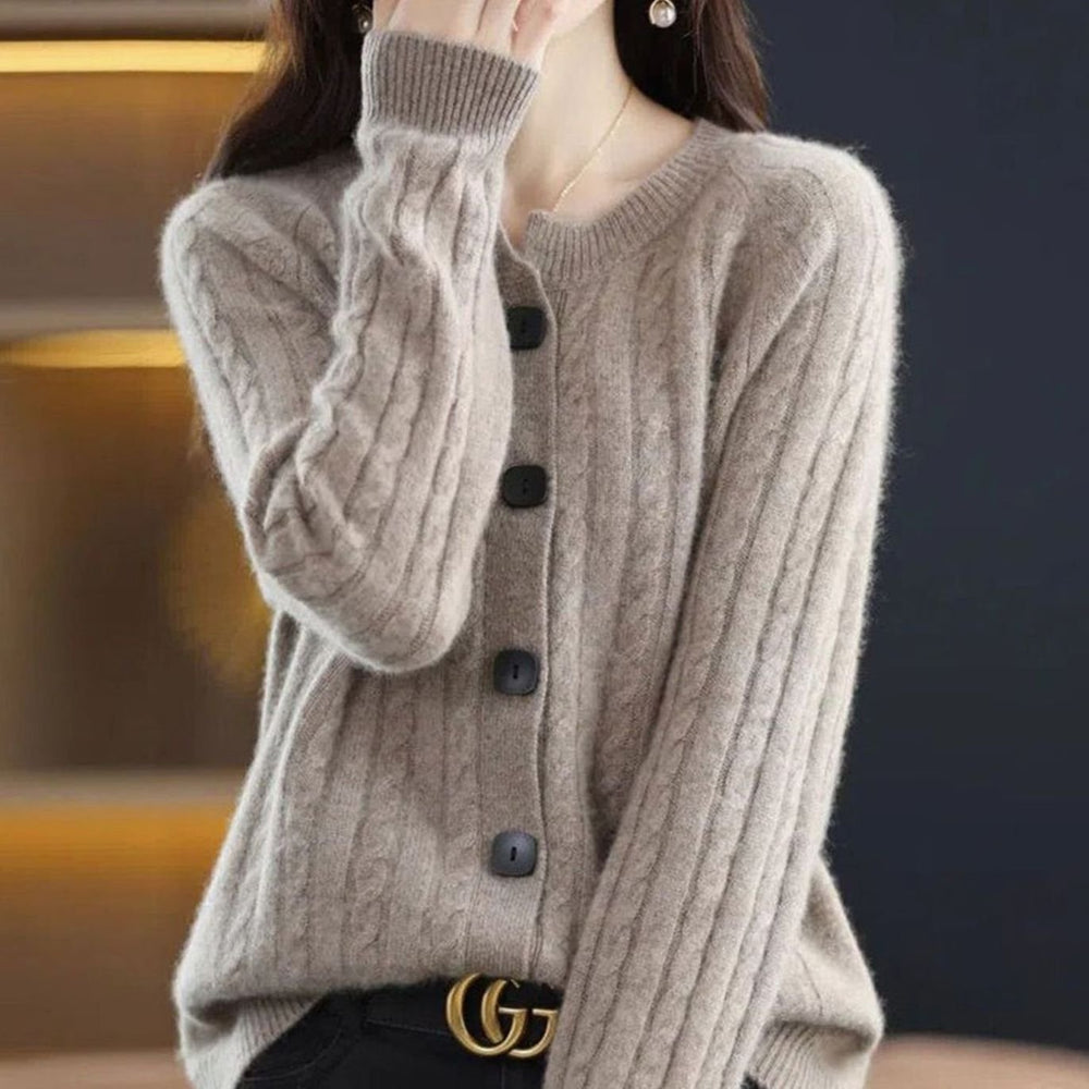 Layla | Women's Cable-Knit Button-Up Relaxed Fit Winter Cardigan - 5