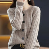 Layla | Women's Cable-Knit Button-Up Relaxed Fit Winter Cardigan - 5