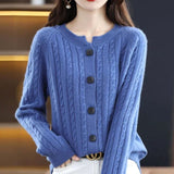 Layla | Women's Cable-Knit Button-Up Relaxed Fit Winter Cardigan - 8