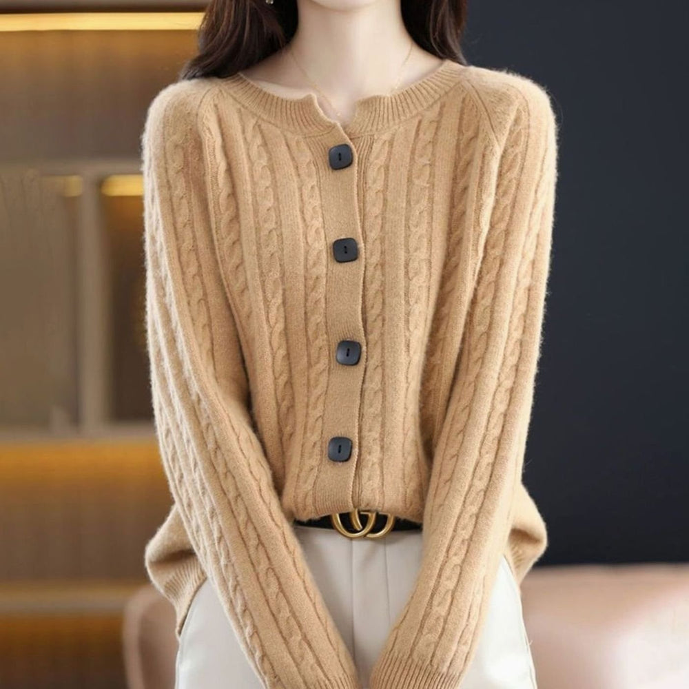 Layla | Women's Cable-Knit Button-Up Relaxed Fit Winter Cardigan - 9