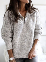 Scarlett | Women's Cable-Knit Quarter-Zip Pullover Ribbed Sweater