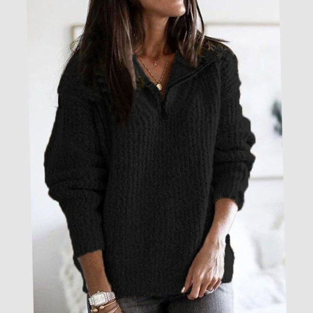 Scarlett | Women's Cable-Knit Quarter-Zip Pullover Ribbed Sweater