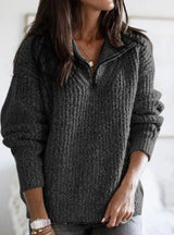 Scarlett | Women's Cable-Knit Quarter-Zip Pullover Ribbed Sweater