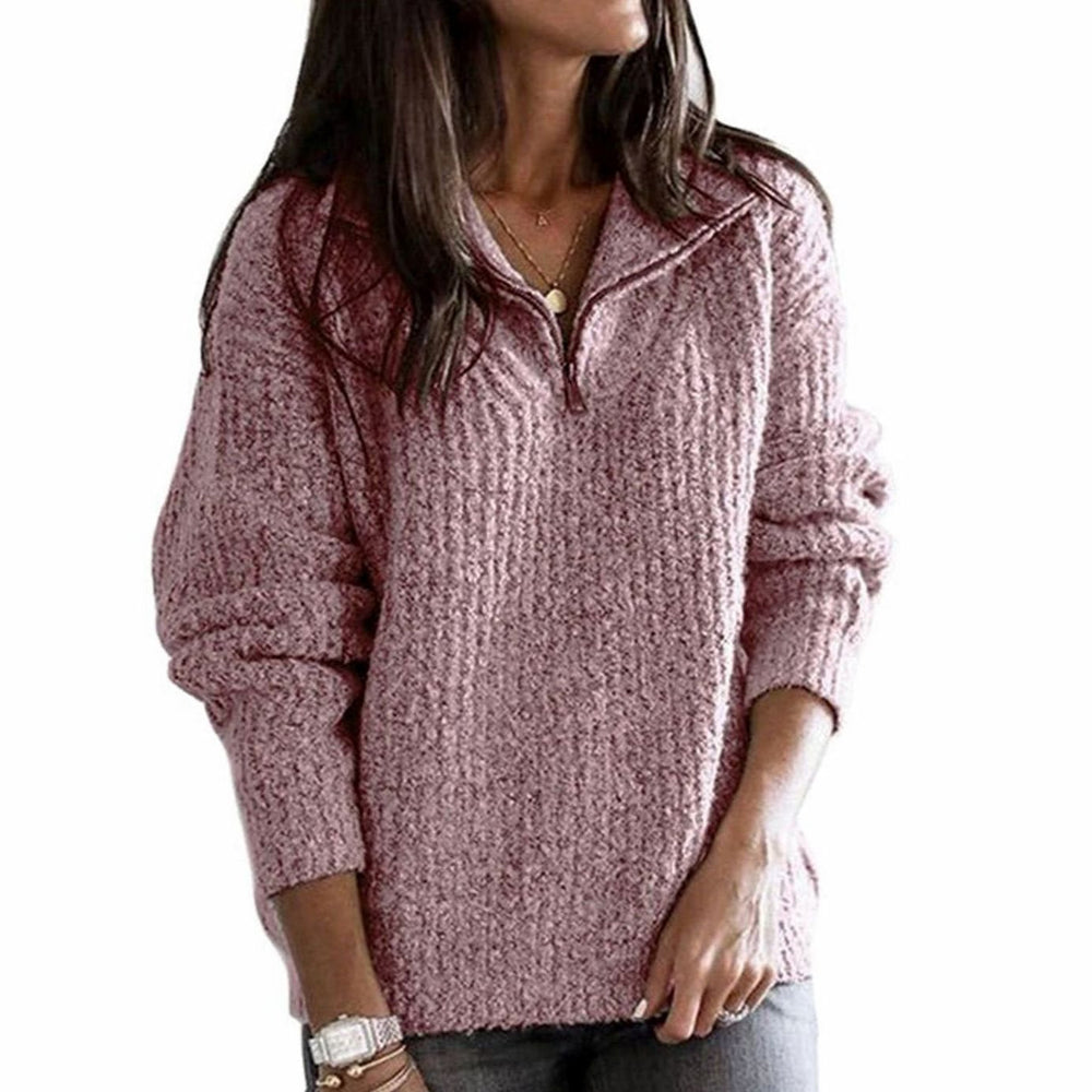 Scarlett | Women's Cable-Knit Quarter-Zip Pullover Ribbed Sweater