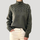Evelyn | Women's Cable Knit Turtleneck Pullover Sweater