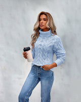 Olivia | Women's Cable Knit Turtleneck Sweater Cozy Long Sleeve Pullover