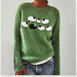 Women's Casual Acrylic Boat Neck Sweater with Nordic Yoke Design - Cozy Knit Top for Everyday Wear