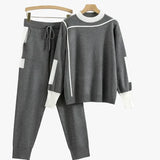 Women's Casual Knit Set - Mock Neck Top & Drawstring Joggers - Comfortable & Stylish Loungewear