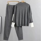 Women's Casual Knit Set - Mock Neck Top & Drawstring Joggers - Comfortable & Stylish Loungewear