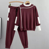 Women's Casual Knit Set - Mock Neck Top & Drawstring Joggers - Comfortable & Stylish Loungewear