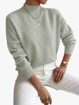 Women's Cozy Turtleneck Knit Sweater with Ribbed Trim - Casual Chic Pullover for Everyday Wear