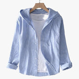 Women's Casual Hooded Linen Shirt with Button Front - Lightweight & Breathable Summer Top