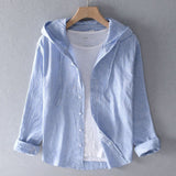 Women's Casual Hooded Linen Shirt with Button Front - Lightweight & Breathable Summer Top