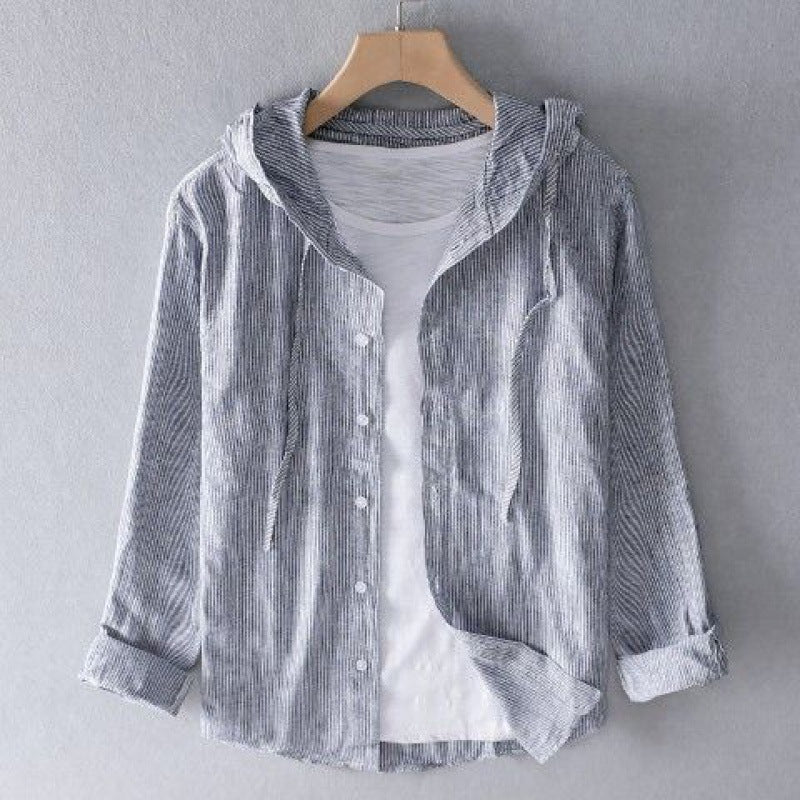 Women's Casual Hooded Linen Shirt with Button Front - Lightweight & Breathable Summer Top