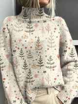 Luna | Women's Christmas Tree Print Relaxed-Fit Turtleneck Sweater