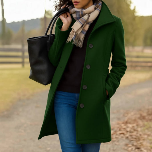 Women's Wool-Blend Coat – Mid-Length & Single-Breasted