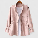 Olivia | Women's Coat Drawstring-Waist Utility Jacket Snap-Pocket