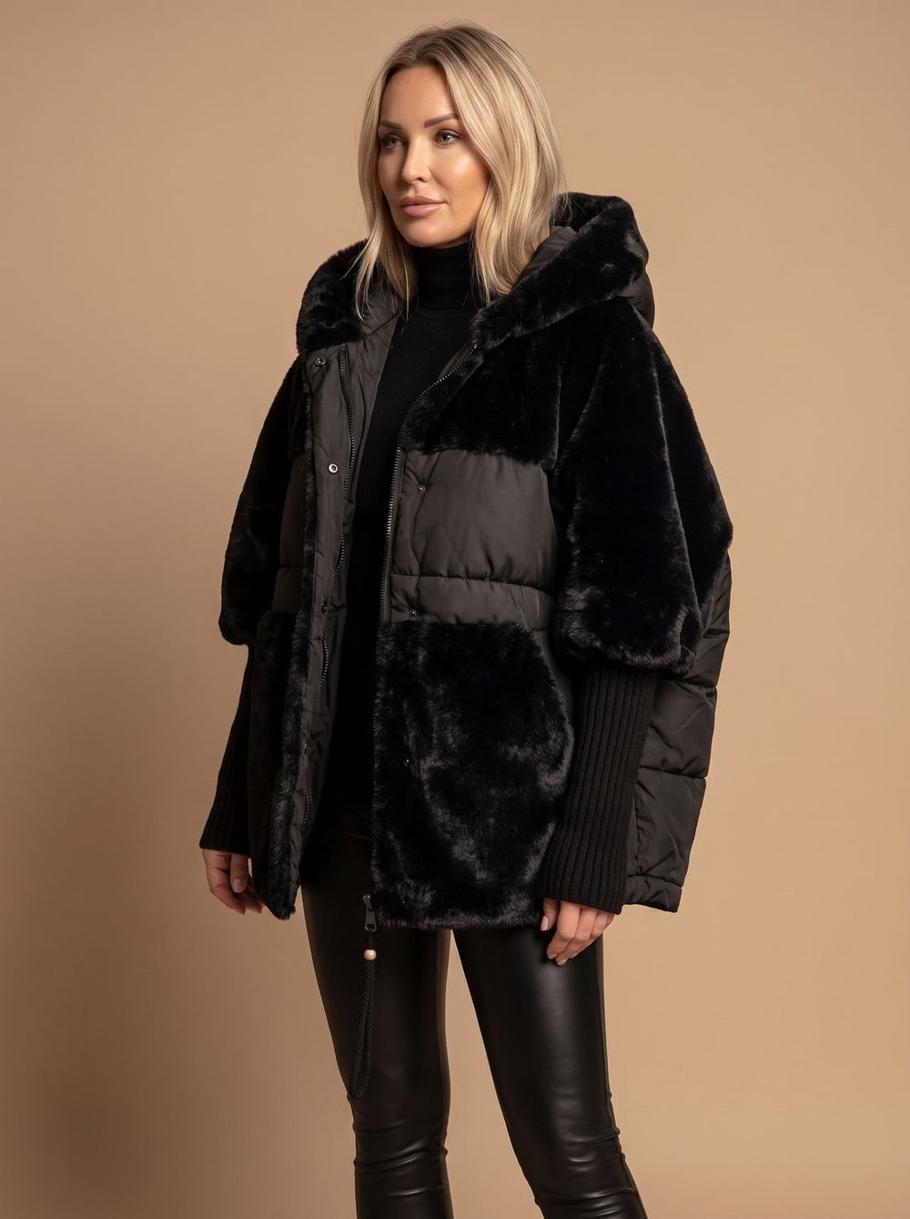 Grace | Women's Coat Oversized Faux Fur Quilted Hooded Puffer Jacket