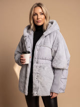 Grace | Women's Coat Oversized Faux Fur Quilted Hooded Puffer Jacket