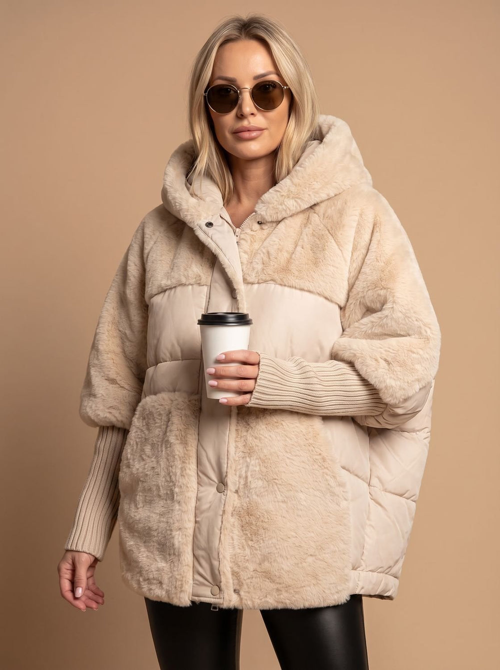 Grace | Women's Coat Oversized Faux Fur Quilted Hooded Puffer Jacket