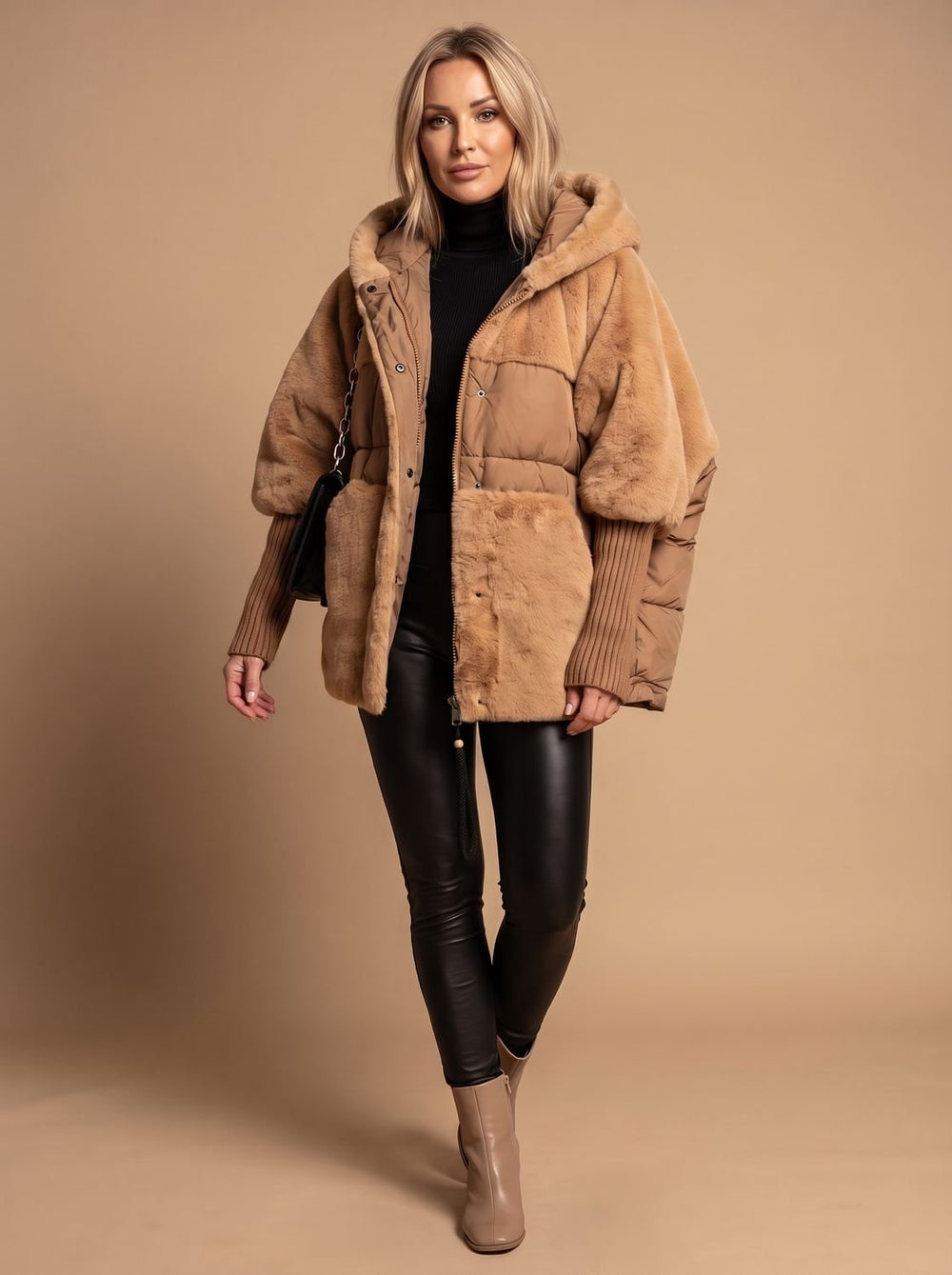 Grace | Women's Coat Oversized Faux Fur Quilted Hooded Puffer Jacket