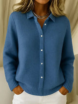 Amelia | Women's Collared Button-Down Textured Knit Sweater Cardigan