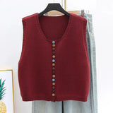 Amelia | Women's Colorful Button Sleeveless Knit Sweater Vest