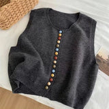 Amelia | Women's Colorful Button Sleeveless Knit Sweater Vest
