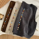 Amelia | Women's Colorful Button Sleeveless Knit Sweater Vest