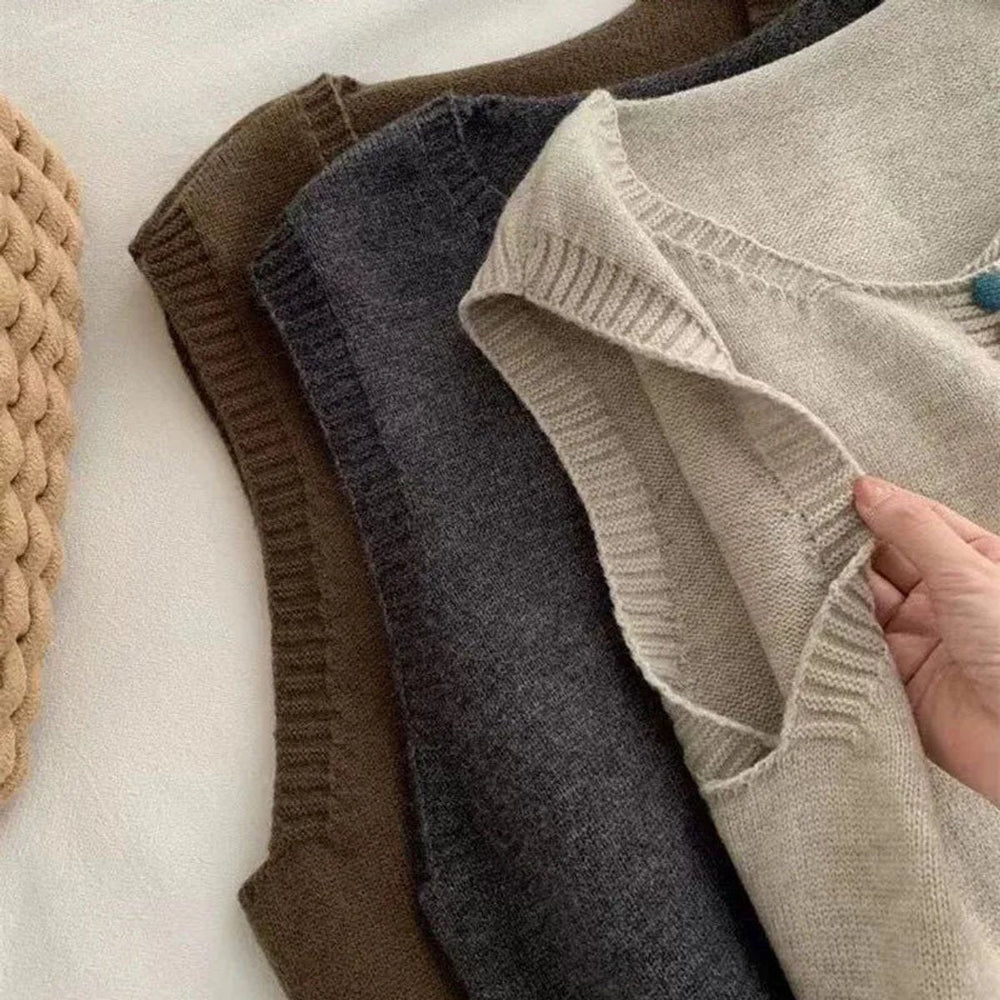 Amelia | Women's Colorful Button Sleeveless Knit Sweater Vest